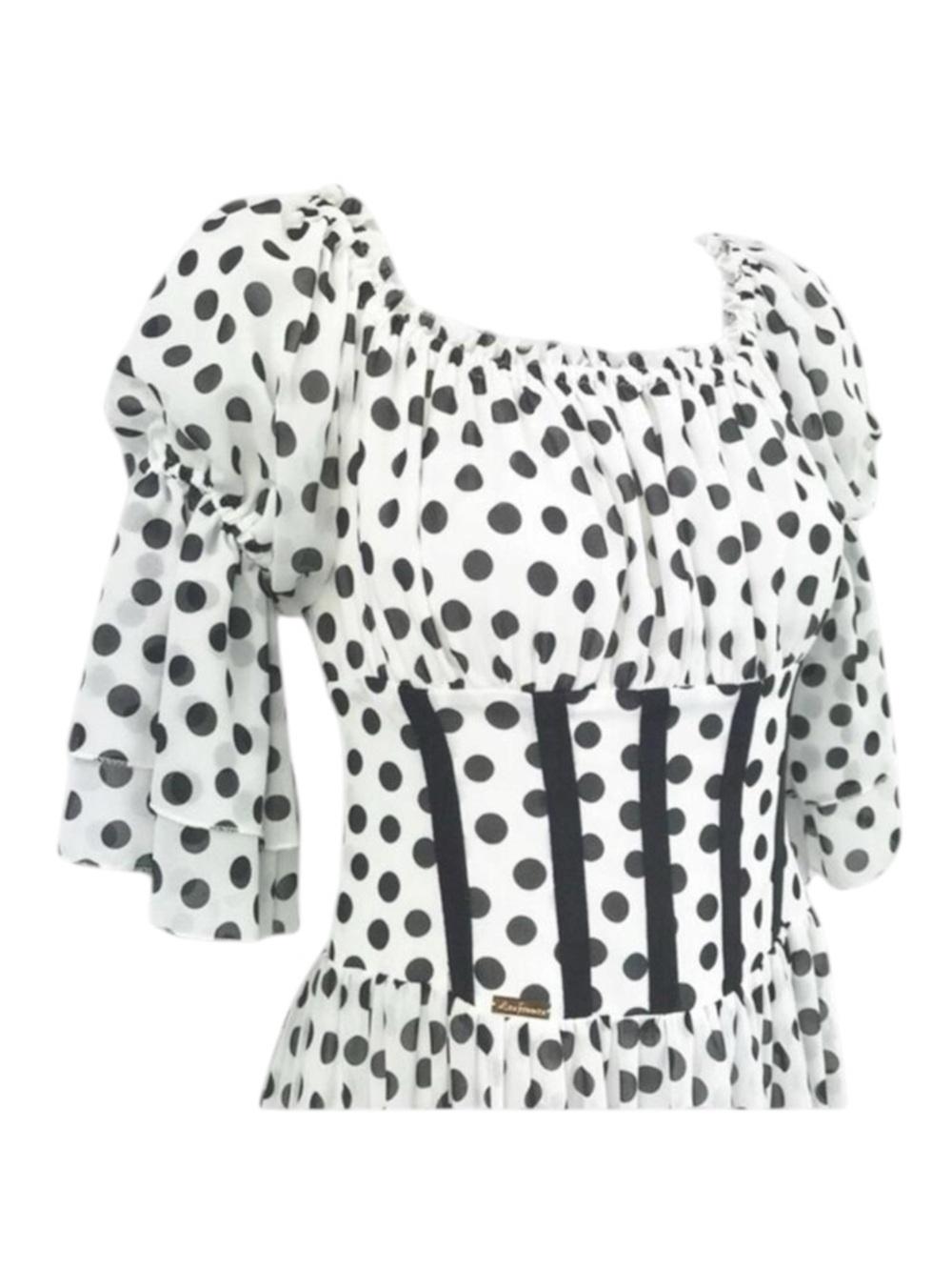 new Babylon Les Femmes ☻ Burlesque Corset Cocktail Dress ☻︎ Black Polka Dots ☻︎ - Picture 7 of 16